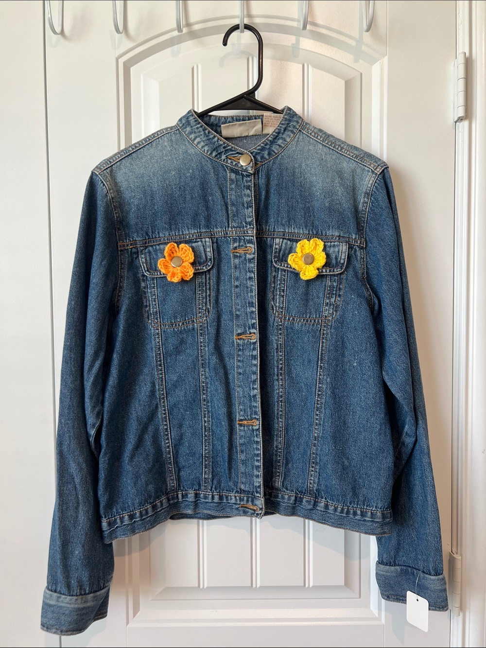 Denim Jacket with Colorful Skull Design
